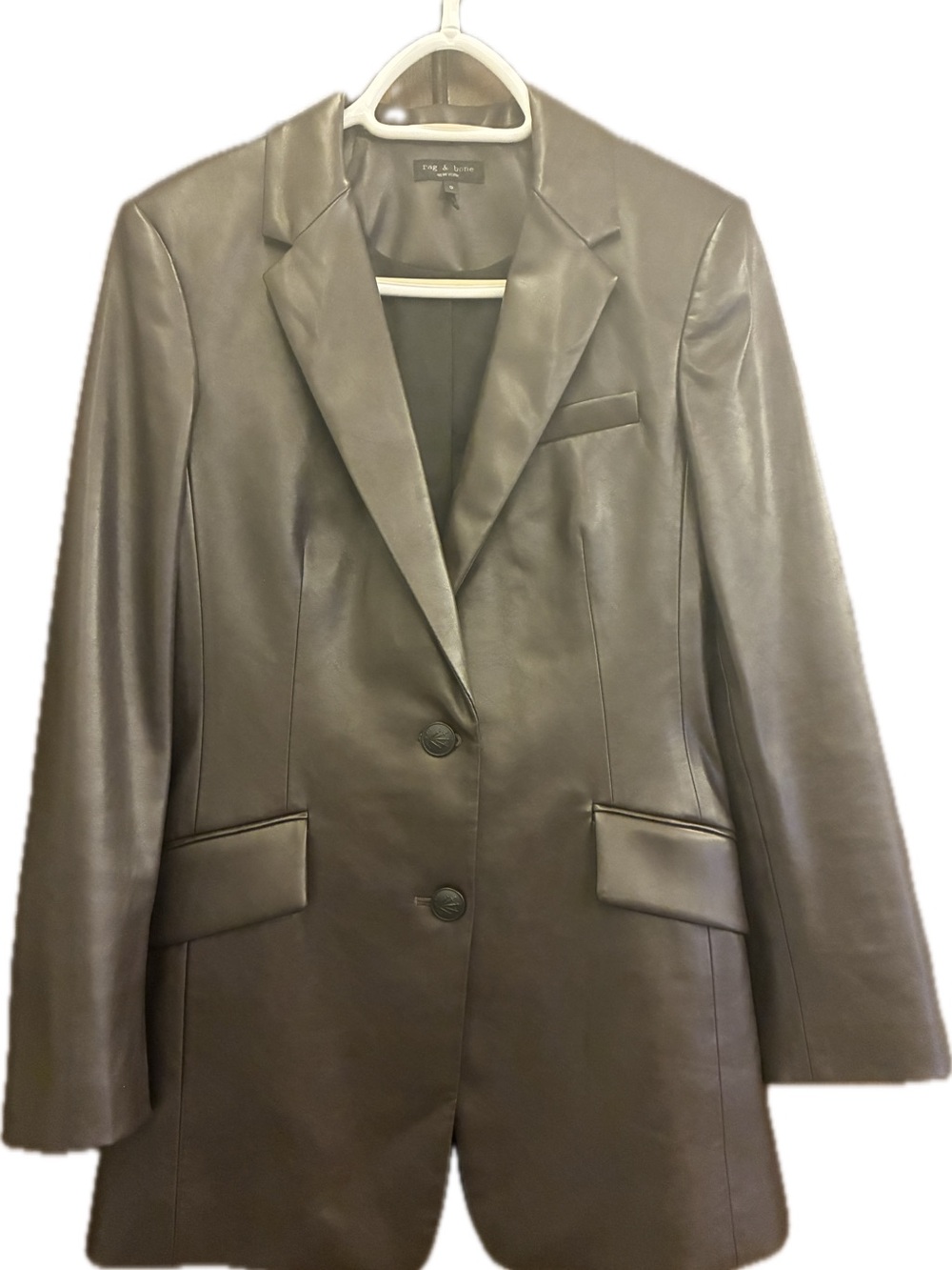 rag & bone Ash Blazer in Chocolate Brown Vegan Leather